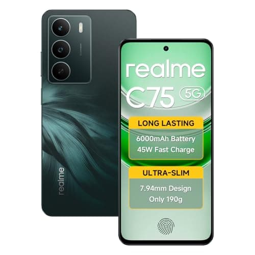 realme C75 5G Smartphone Android 15 Display 6.67" FHD 120Hz 6000mAh Battery 45W Charge 4GB RAM 128GB ROM Dual SIM Support AI Camera Fingerprint WiFi G...