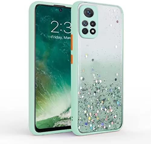 VONZEE® Case Compatible with Xiaomi Redmi Note 11 Pro/Note 11 Pro Plus 5G, Non Moving Glitter Cover for Girls & Women Soft TPU Shockproof Anti Scratch Drop Protection Cover (Mint Green)
