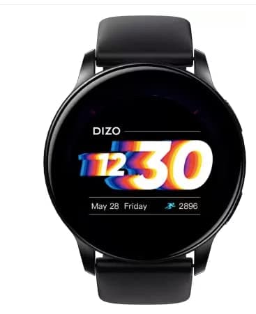 Dizo Watch R AMOLED with 45 mm Dial Size (by realme techLife) (Glossy Black Strap, Free Size)
