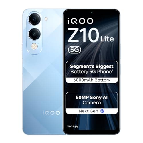 iQOO Z10 Lite 5G (Titanium Blue, 4GB RAM, 64GB Storage) | 6000 mAh Battery | Dimensity 6300 5G Processor with 433K+* AnTuTu Score | IP64 Rated & Milit...