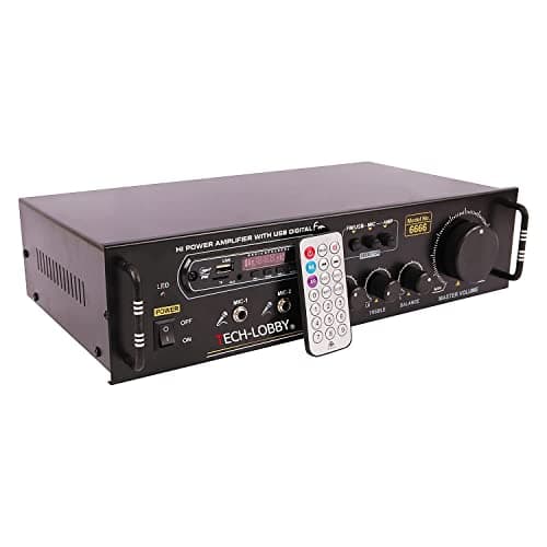 Tech-lobby® NEW UPDATED Sterio Sound Amplifier with USB,AUX,MIC,BLUTHOOTH,AV,2RC-Build in BLUTHOOTH with 3073 5 Transistor Circuit Power AV Amplifier (Blast Series) Perfect for Home and Outdoor Function.