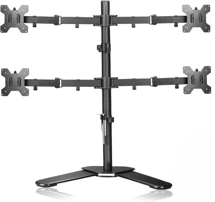 Four Monitor Desk Table Top Arm Stand - Height Adjustable Mount, Swivel & Tilt (4 Monitor Stand)