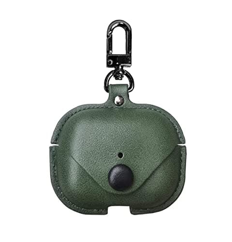 KHR® Leather Cover Compatible with Boat Airdopes 161 Protective Leather Case Cover with Carabiner Hook (Green)