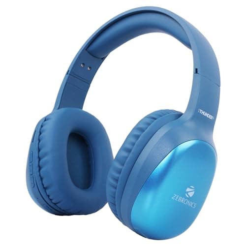 ZEBRONICS New Launch Thunder PRO Wireless Headphone with Dual Pairing, Gaming Mode, ENC, Bluetooth, Call Function, Aux, Micro SD, Voice Assistant, Dee...