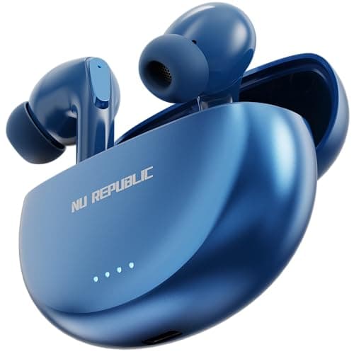 Nu Republic Epic X3 True Wireless in Ear Earbuds with X-Bass Technology, Upto 48 hrs Playtime, ENC Mic, Type-C Fast Charging, Hall Sensor Function - B...