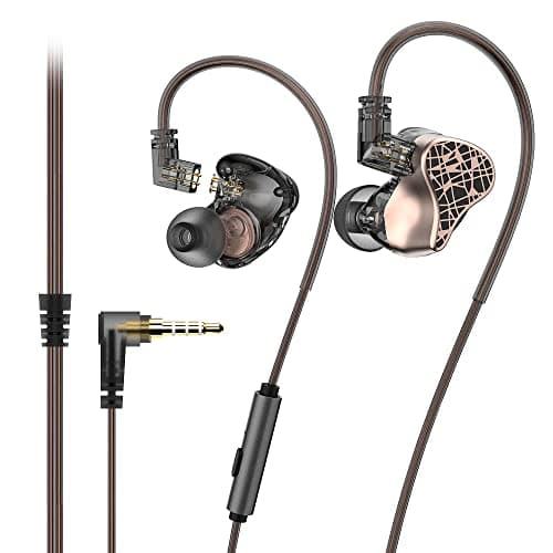 Yinyoo Lafitear LM4 in-Ear Earphones 10mm Dynamic Driver Earbuds Professional in-Ear Monitor Metal Wired Headsets, Noise Isolated Headphones for Stages and Audio (Black L with mic)
