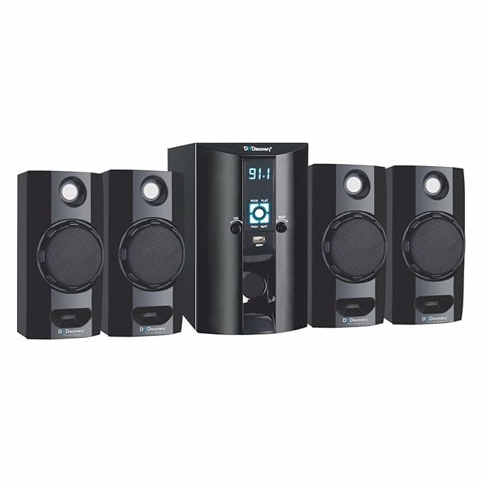 DH Discovery 6600W 150 W Bluetooth Home Theatre Speaker (FM, USB, AUX, LCD Display, Remote Control, RGB Light) (Black, 4.1 Channel) 1 Year Warranty