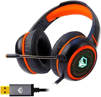 MEETION MT-HP030 Wired Gaming Headphone Black with HIFI 7.1 Surround Sound, 10~20,000Hz Frequency Response, LED Backlit, Noise-Canceling Mic, Comfortable Earcups, Adjustable Headband, Gold Plated USB