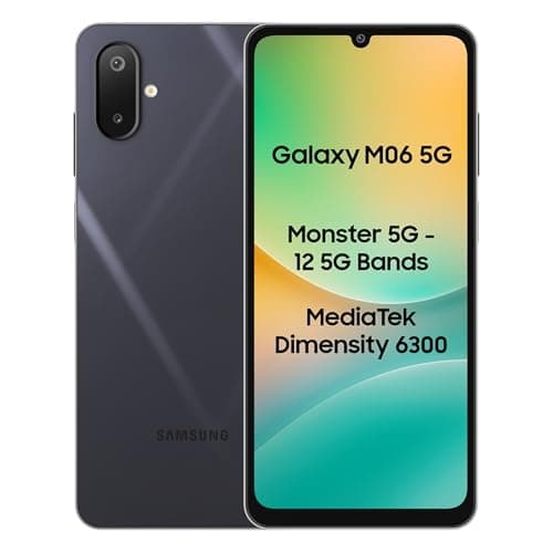 Samsung Galaxy M06 5G (Blazing Black, 4GB RAM, 64GB Storage) | MediaTek Dimensity 6300 | AnTuTu Score 422K+ | 12 5G Bands | 25W Fast Charging | 4 Gen....