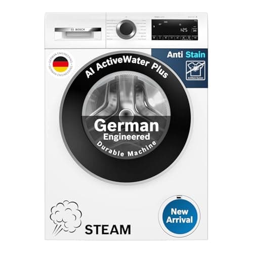 Bosch 9kg 5 Star Anti Stain & AI Active Water Plus Fully Automatic Front Load Washing Machine with Built in Heater (WGA14200IN, Pretreatment & Steam w...