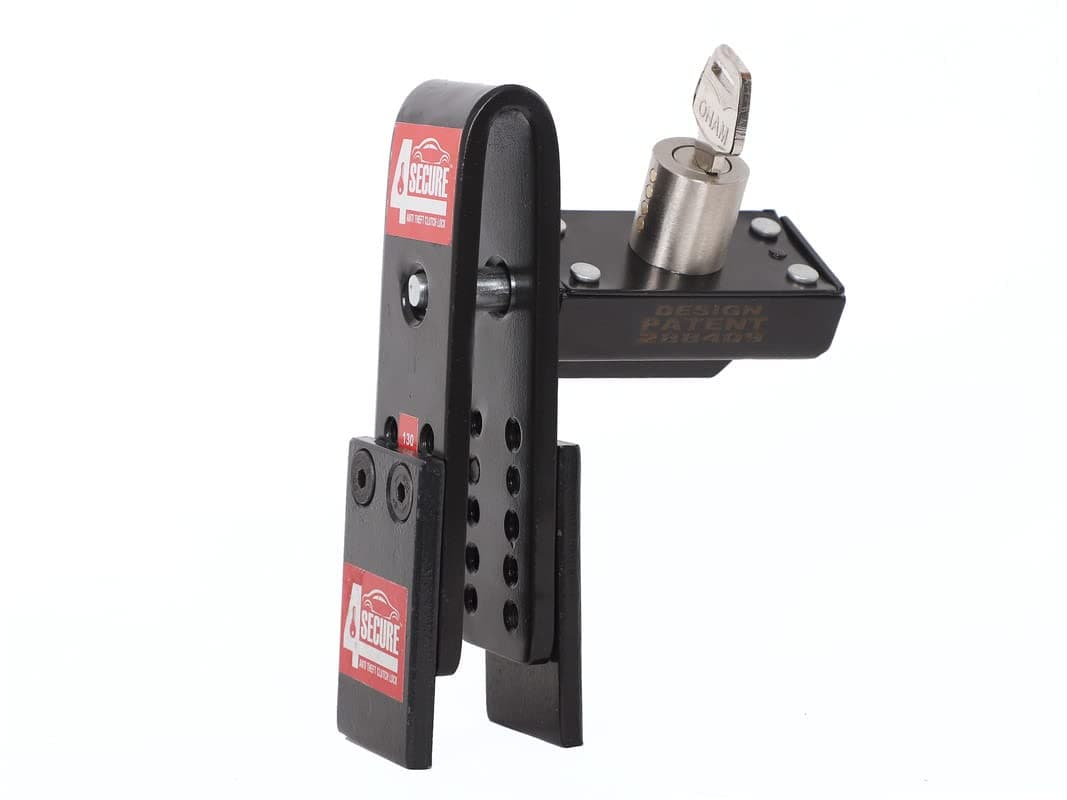 4SECURE Steel Anti-Theft Car Security Lock with M-Seal & Elen Key for Adjusting Plates Anti Theft Clutch Lock Device with Pouch for All Cars