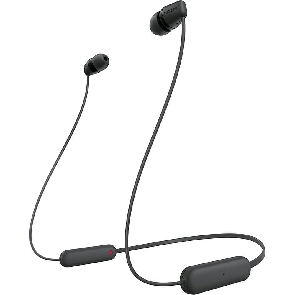 Sony WI-C100 Wireless Headphones with 25 Hrs Battery, Quick Charge, DSEE-Upscale, Splash Proof (IPX4), 360RA, Clear Bass, Fast Pair, in-Ear Bluetooth Headset with mic for Phone Calls & Music (Black)