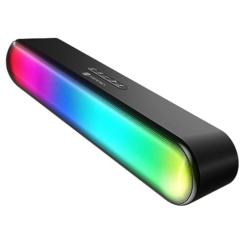 Portronics Decibel 23 16W Wireless Bluetooth Soundbar with LED Lights, Upto 5Hours Playback Sound, Bass Mode, Built in Mic, USB Port, 3.5mm AUX Port, ...