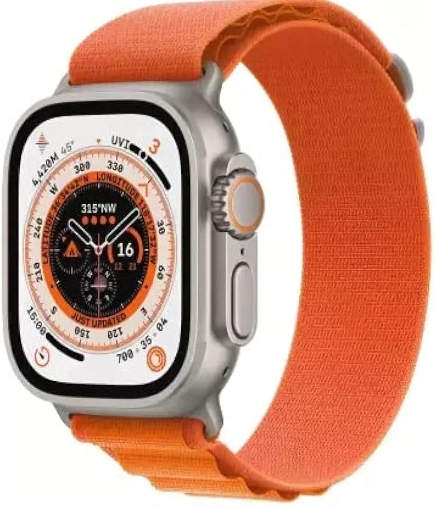 Latest MT8 Ultra Series 8, HD Display, Bluetooth Calling, 49MM Dial with Logo, Alpine Strap Smartwatch for Men (Orange)