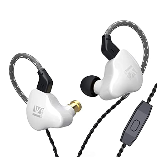 Yinyoo KBEAR KS1 Earphones in Ear Monitor, Wired Earbuds, Crystal Sound Stereo Headphones, High Resolution Noise Canceling, Dual magnectic Circuit Dynamic Detachable Cable (KS1 with Mic, White)