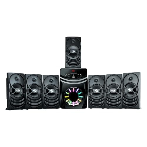 Zebronics 7.1 Channel Home Theatre Speaker, 140W Output, 13.33cm Subwoofer, RGB, Bluetooth, USB, AUX, LED Display, Remote Control, Wall-Mountable (Spa...