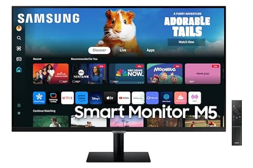 Samsung 27-Inch(68.6cm) M5 FHD Smart Monitor, Mouse & Keyboard Control, OTT Apps, IoT Hub, Office 365, Workout Tracker, Multiple Ports, Speakers, Remo...