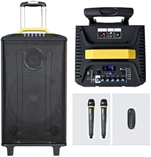 Sonic 12" 120 Watts Bluetooth Trolley Speaker with USB, MMC FM Radio, 2 Wireless Mic for Karaoke and Functions (12" woofer)