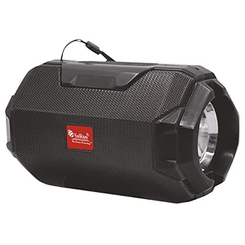 Soroo Wireless Flashlight Bluetooth Speaker with Data Cable (1200 Mah Battery & 8 Hrs Battery Backup) Powerfull Bass with Torch, Use Digital 2.1 Home Theater for Outdoor Party or Travel (Black)
