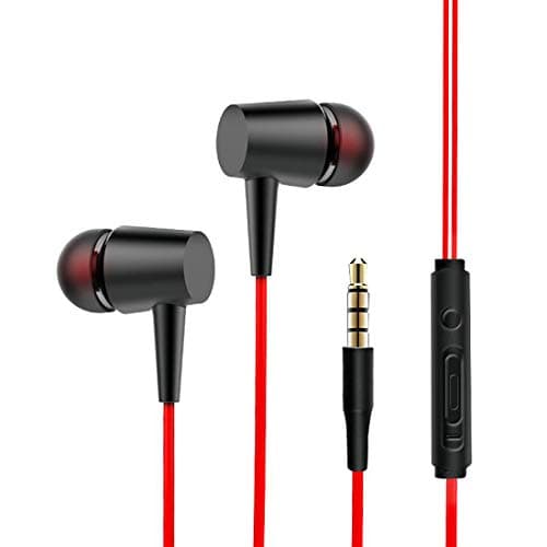 PTron Alpha HBE (High Bass Earphones) Stereo in-Ear Wired Headphones with Mic - (Black and Red)