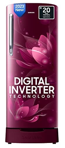 Samsung 183 L 3 Star Digital Inverter Direct Cool Single Door Refrigerator (RR20C1823R8/HL, Saffron Red, Base Stand with Drawer)