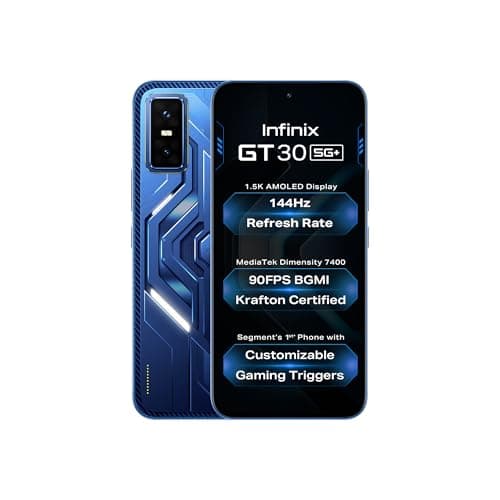 Infinix GT 30 5G+ (Cyber Blue, 8GB RAM, 256GB Storage) | Cyber Mecha Deisgn with LED Lights | 90FPS on BGMI | 1.5K 144Hz AMOLED Display | Segment's 1s...