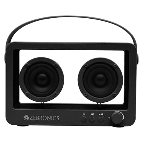 ZEBRONICS Sound Feast 75, Portable Bluetooth Speaker, 14 Watts, 12 Hours Playback, Transparent Body, Dual 6.6 cm Drivers, Carry Strap, Bluetooth v5.3 ...