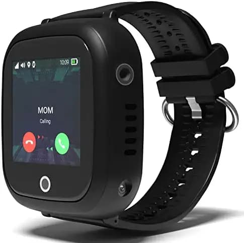 Turet GPS Kids Smart Watch- Mini Smart Phone Calling Watch - Live Tracking GPS Watch for Kids, Boys, Girls with Camera for Security, Long Battery, Voice Chat, Kids Smartwatch- Silicone (Black)