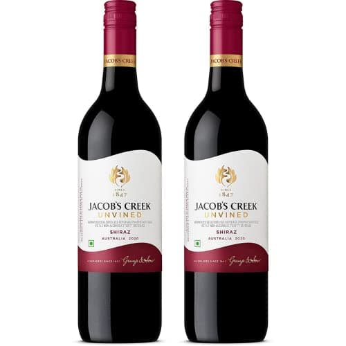 Jacob’s Creek UNVINED Shiraz Non Alcoholic Red Grape Still Wine 750ml (Pack of 2 Bottles)