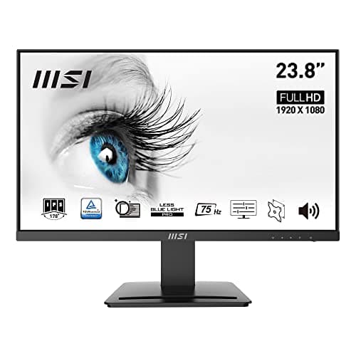 (Renewed) MSI PRO MP243 23.8 Inch Full HD Office Monitor - 1920 x 1080 IPS Panel, 75 Hz, Eye-Friendly Screen, Built-in Speakers, Accessory Slot, HDMI, DP
