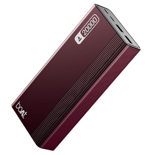 boAt Energyshroom PB401 20000mAh Power Bank| Micro USB and Type C (2-Way Input Ports), 22.5W, 3X Output Ports, Compatible with Tablets, Smartphones, Earbuds, Smartwatch (Wine Red)
