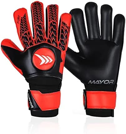 Mayor Fury Goalkeeper Edition Gloves with Microbe-Guard (Sizes 6-11, 8 Styles, Lvl 4+) with Pro Finger Saves | 4mm Giga | Best Grip & Protection | Men, Women, Adults, Youth (S)