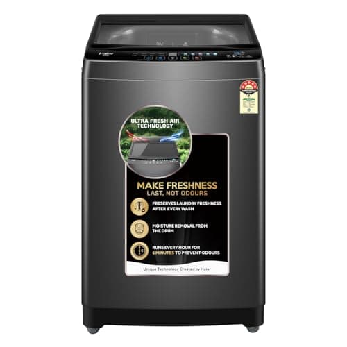 Haier 10.5 Kg 5 Star Fully Automatic Top Load Washing Machine With Ultra Fresh Air Technology, Oceanus Wave Steel Drum (ETL105-CAFS8, Grey, Black, Cus...