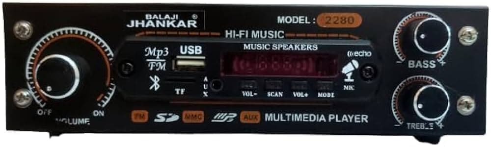 Sterio Sound Amplifier with USB,AUX,MIC,BLUTHOOTH,AV,2RC-Build in BLUTHOOTH -Amplifier Multimedia Player Inbuilt Digital FM Radio Receiver and AUX Connectivity Socket with SD Card Slot - Black