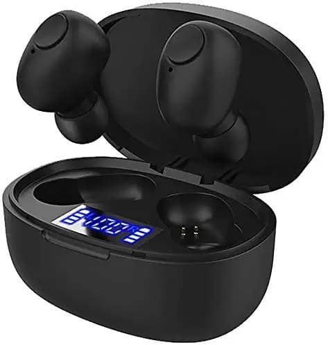 Cratix Bluetooth Twins Earbuds T12 Headset Music Twins 5.0 True Audio in-Ear Headphones with Portable Charging Box Compatible with All Smart Phone Mobile - (Black)