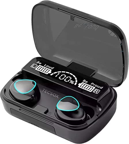TecSox Max 10 True Wireless Earbuds with Charging Case|50hrs Playtime | IPX Bluetooth Headset  (Black, True Wireless)