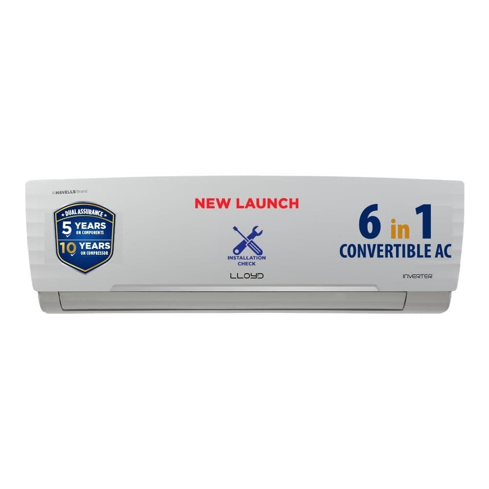 Lloyd 1.5 Ton 3 Star Inverter Split AC (6 in 1 Convertible, Copper, Anti-Viral + PM 2.5 Filter,White with Chrome Deco Strip, GLS18I3FWGSC)