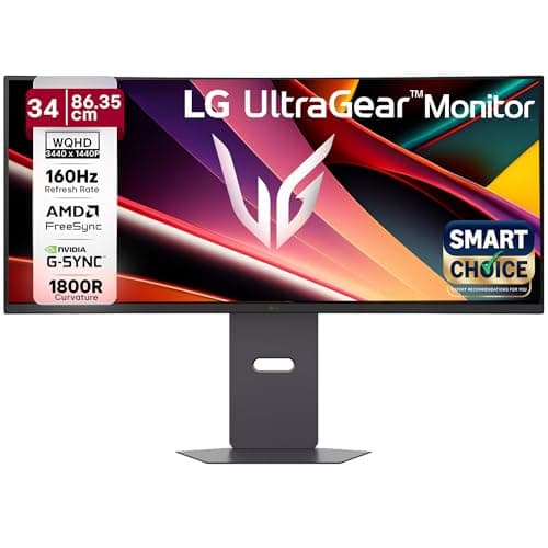 LG 34G600A-B 34-inch Ultragear WQHD (3440 x 1440) Curved Gaming Monitor 160Hz, AMD FreeSync Premium, HDR10, Built-in Speaker, Reader Mode, HDMI 2.1, D...