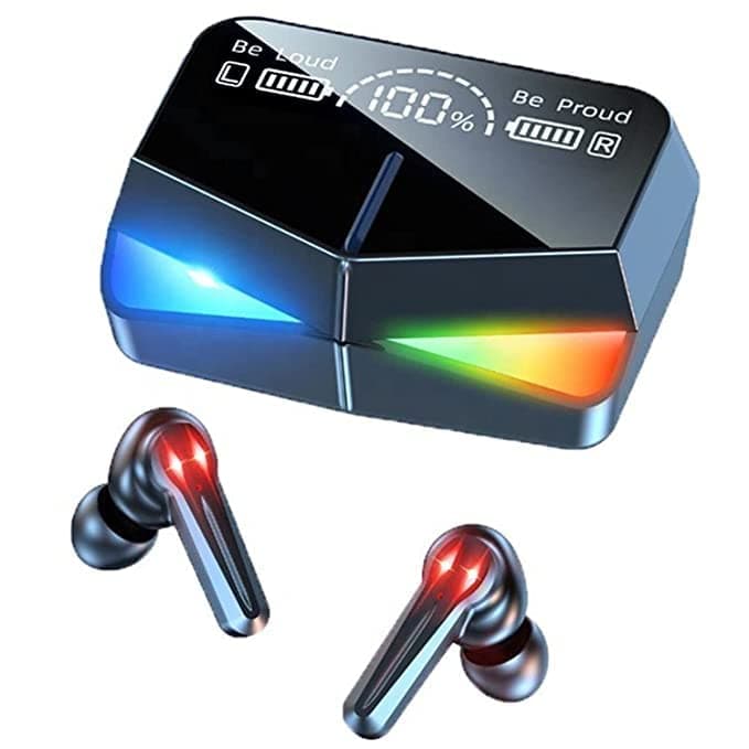 Zubbix Auxigen M28 Wireless Earbuds TWS,Bluetooth 5.1 Gaming Monster Earphones,Touch Control Headphones, Microphone Mirror Screen Mini LED Display