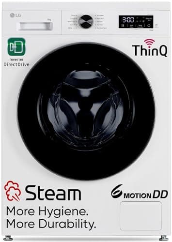 LG 9 Kg 5 Star Wi-Fi, Steam, Inverter Direct Drive Technology, 6 Motion DD, Fully-Automatic Front Load Washing Machine (FHB1209Z4W, Allergy Care, In-B...