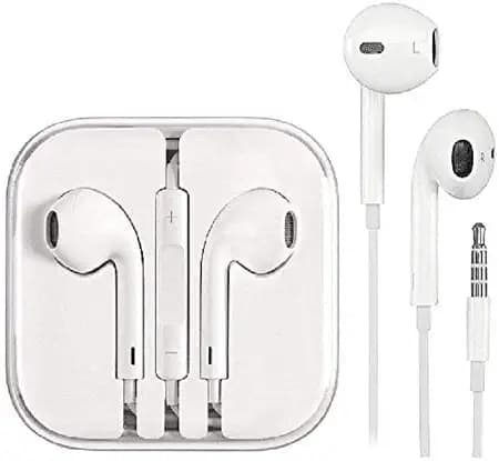Wired White Earphones with Mic for All Android Mobile and Basic Phone, 3.5mm Audio Jack (ITEL)