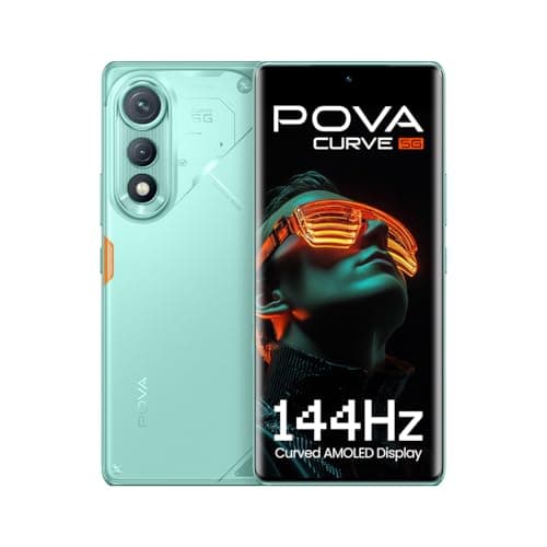 TECNO POVA कर्व्ह 5G (निऑन सायन, 8GB+128GB) | 144Hz कर्व्ह AMOLED | 5500mAh बॅटरीसह स्लिम 7.45mm कर्व्ह | सेगमेंटचा पहिला AI भारतीय भाषांसह | सर्वोत्कृष्ट AI कॉल सहाय्यक | 64MP IMX682 मागील कॅमेरा