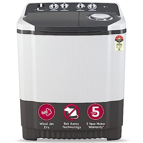 LG 7 Kg 5 Star Semi-Automatic Top Loading Washing Machine (P7020NGAZ, Dark Gray, Wind Jet Dry)