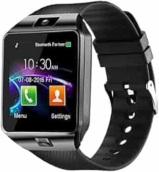 B M C Bluetooth Smart Watch for Men Women DZ09 Men Boys Girl's Women Compatible with Smartphones Wireless Touchscreen, Camera, TF and SIM Card Support, Pedometer (Black)