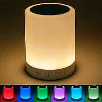 Light and Color Changing Touch Bedside Lamp with Bluetooth Speaker for Women, Kids and Men (Warm White)