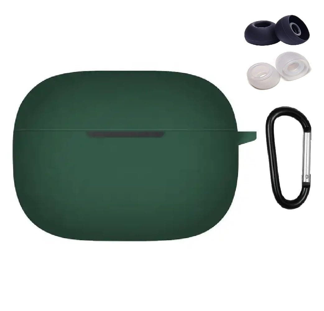 Printme Silicone Protective Cover Case for Realme Buds T300 | T310 Earphone Case with Hook Keychain [Earbuds Not Included] (Green)