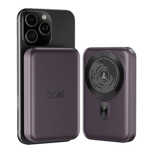 boAt New Launch EnergyShroom PB331 MagnaCharge 10000mAh Magnetic Wireless Powerbank, 15W Wireless Charging & 22.5W Wired Fast Charging, 12-Layer Smart...