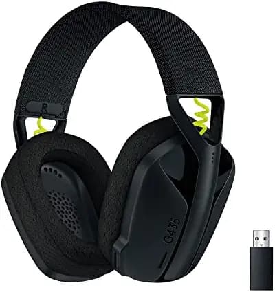 (Renewed) Logitech G435 Lightspeed and Bluetooth Wireless Gaming Headset - Lightweight Over-Ear Headphones, Built-in mics, 18h Battery, Compatible with Dolby Atmos, PC, PS4, PS5, Mobile - Black