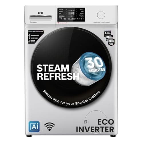 IFB 7 Kg 5 Star Powered by AI with 9 Swirl Wash, Wi-fi, Fully Automatic Front Load Washing Machine (SERENA SXN 7012, Steam Refresh Program with Eco In...