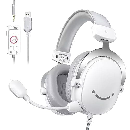 FIFINE USB PC Gaming Headset with 3.5mm Audio Jack, Detachable Microphone, 7.1 Surround Sound, Volume Control, Streaming Over-Ear Wired Headphones for...